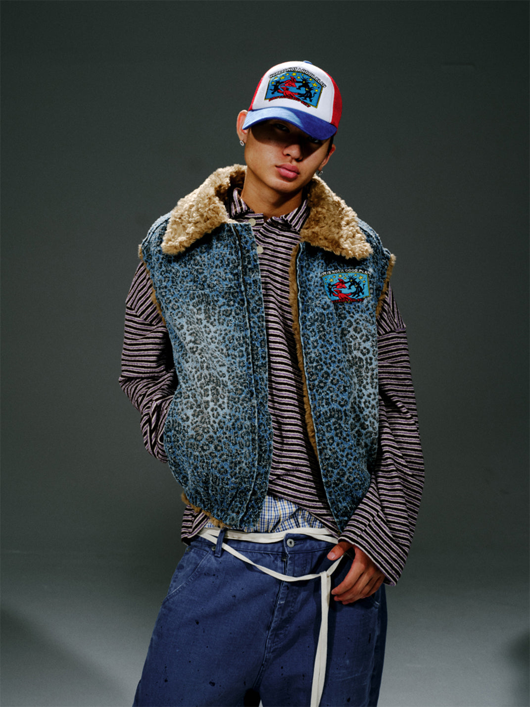 TREclub | Leopard Print Washed Appliqué Vest - PSYLOS 1, TREclub | Leopard Print Washed Appliqué Vest, Vest, TREclub•JAPAN, PSYLOS 1